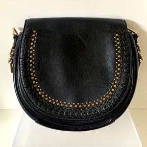 Rebecca Minkoff gold studded half moon saddle bag